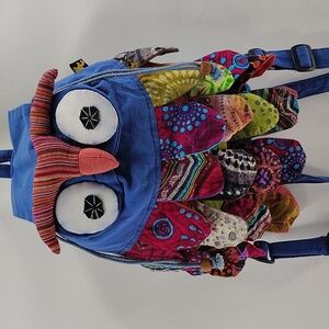 KC Owl Backpack Unique Colorful Bag 100% Cotton Bohemian Hippie